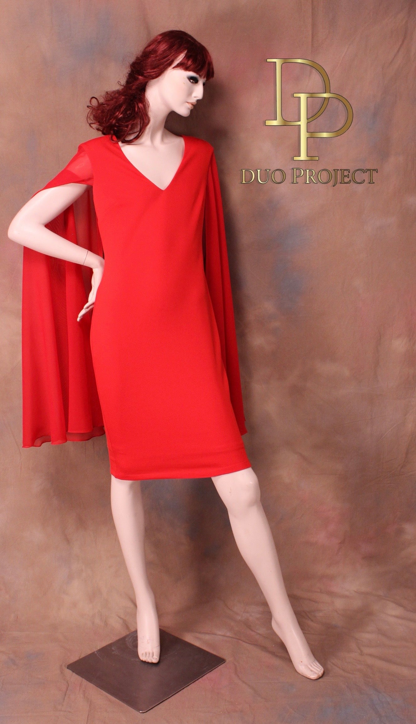 Alexandra Dress Cape with Chiffon Contrast